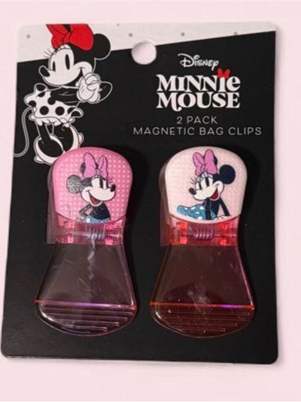 Disney Pink Minnie Mouse Magnetic Bag Clips - 2 Pack